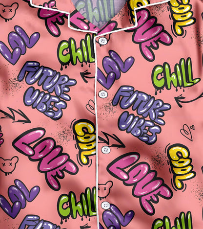 Love Chill Printed Girls Pure Cotton Nightsuit Set