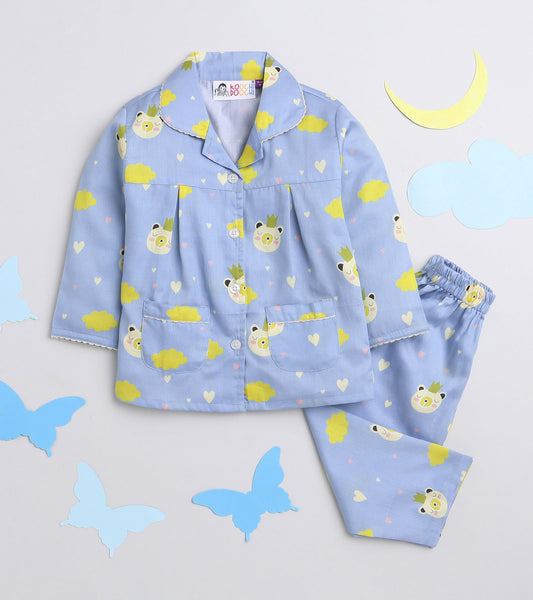 Love Cloud Printed Girls Night Suit Set