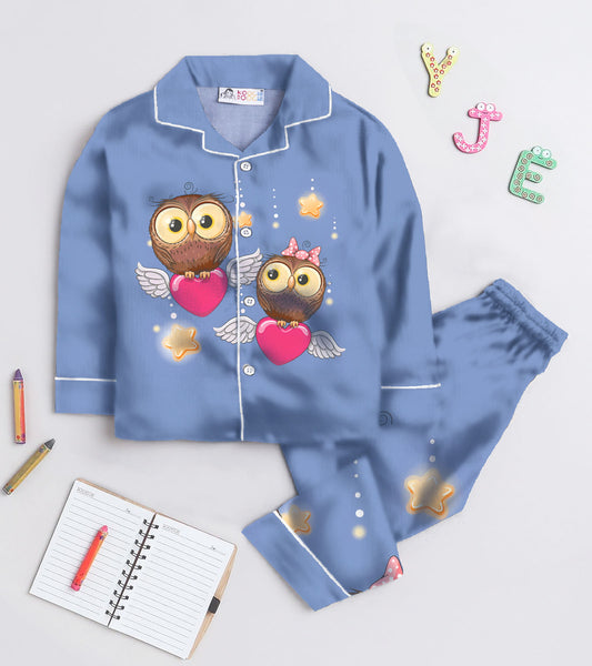 Love Printed Girls Pure Cotton Nightsuit Set