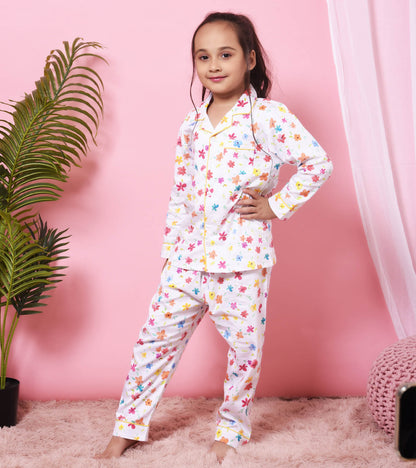 Lovely Floral Printed Girls Nightsuit Set