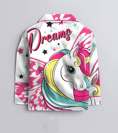 Lovely Unicorn Girls Pure Cotton Nightsuit Set
