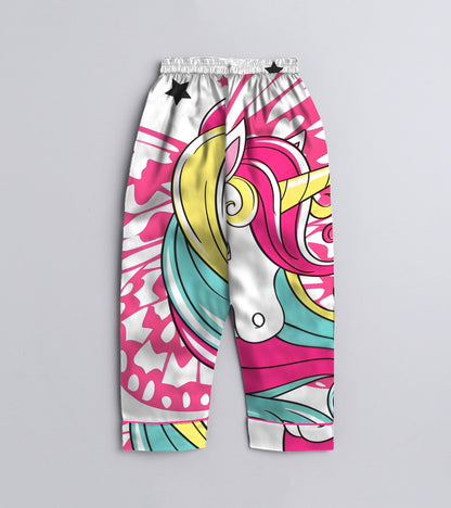 Lovely Unicorn Girls Pure Cotton Nightsuit Set