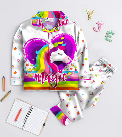 Magic Printed Girls Pure Cotton Nightsuit Set