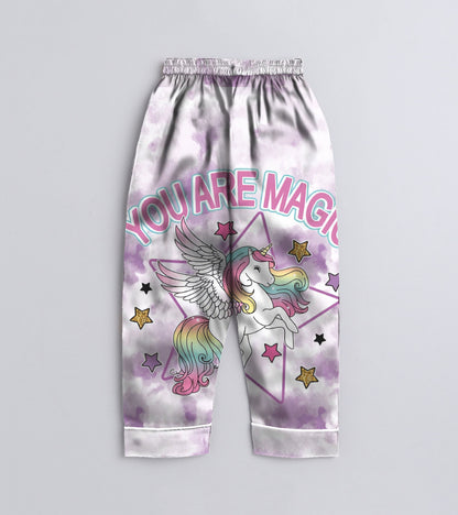 Magic Unicorn Printed Girls Pure Cotton Nightsuit Set