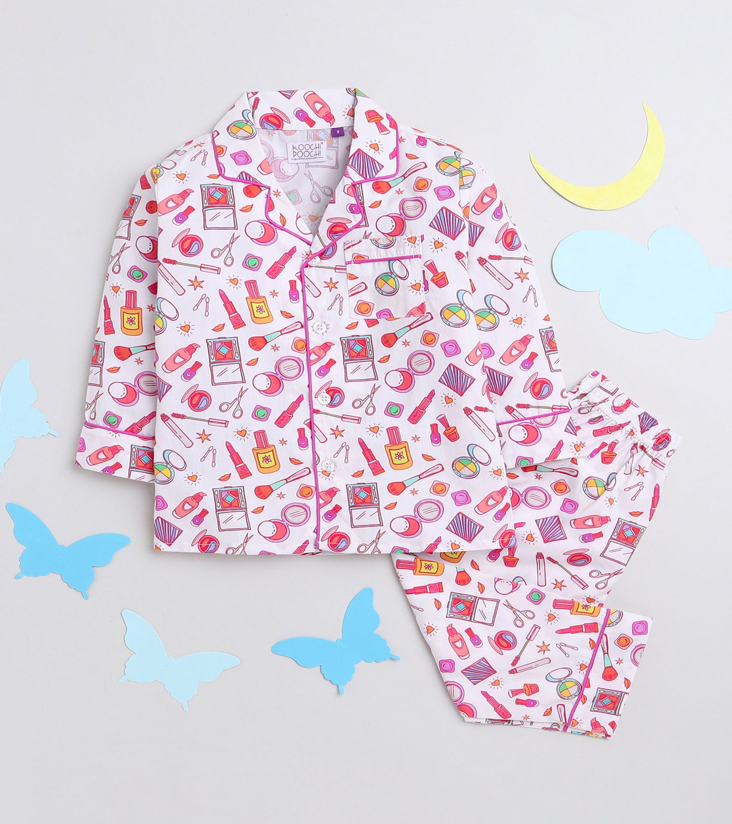 Makeup Junkies Printed Girls Night Suit Set