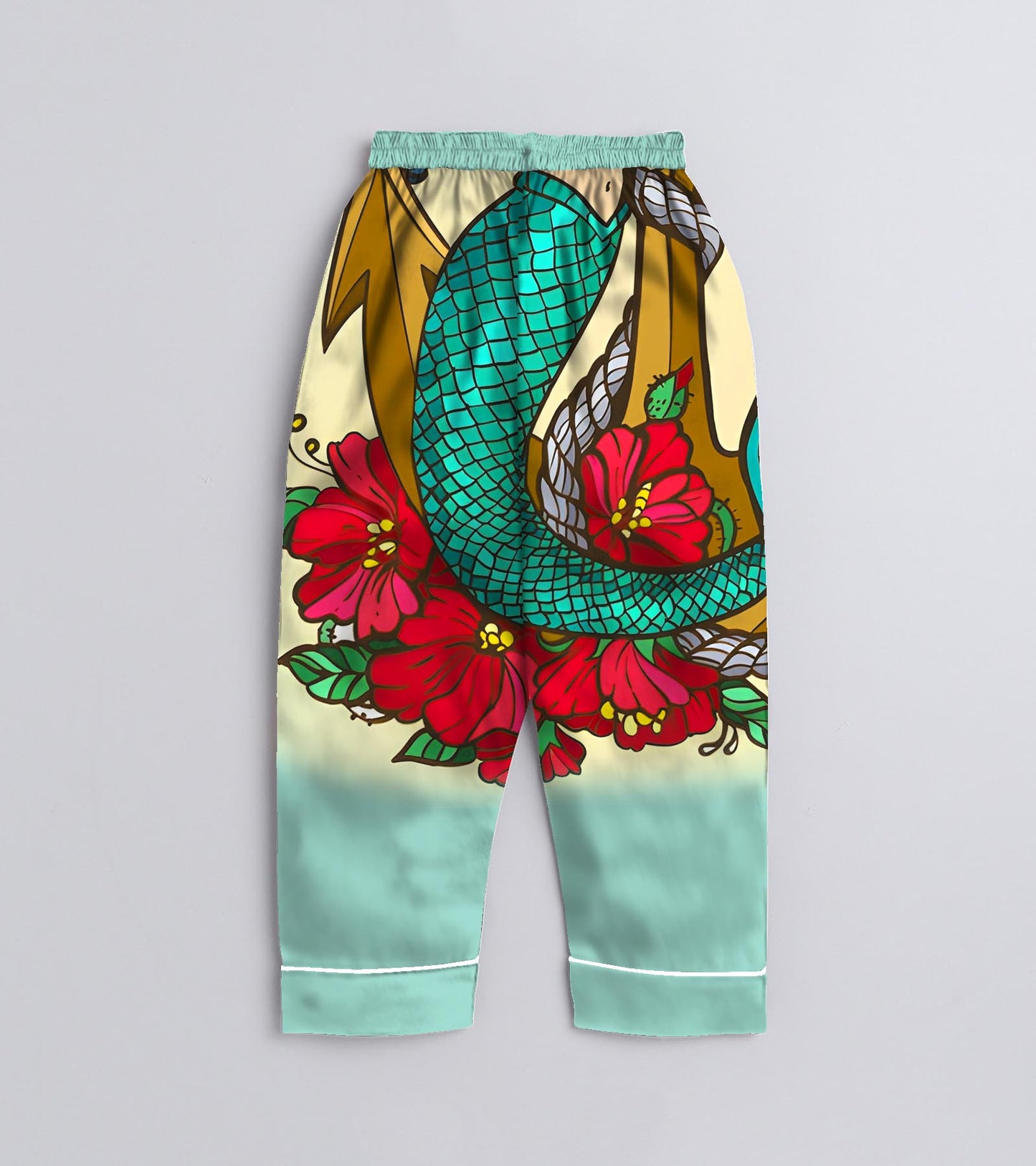 Mermaid with Anchor Printed Girls Pure Cotton Nightsuit Set