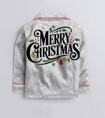 Merry Christmas Gift Pure Cotton Christmas Printed Nightsuit Set