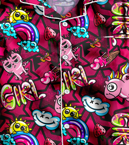 Micky  Printed Girls Pure Cotton Nightsuit Set
