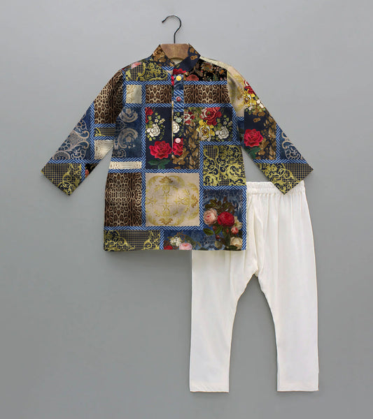 Multi Floral Printed Pure Cotton Kurta And Pyjama