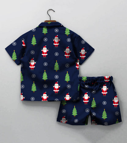 Nevy Christmas  Printed Boys Co ord Set