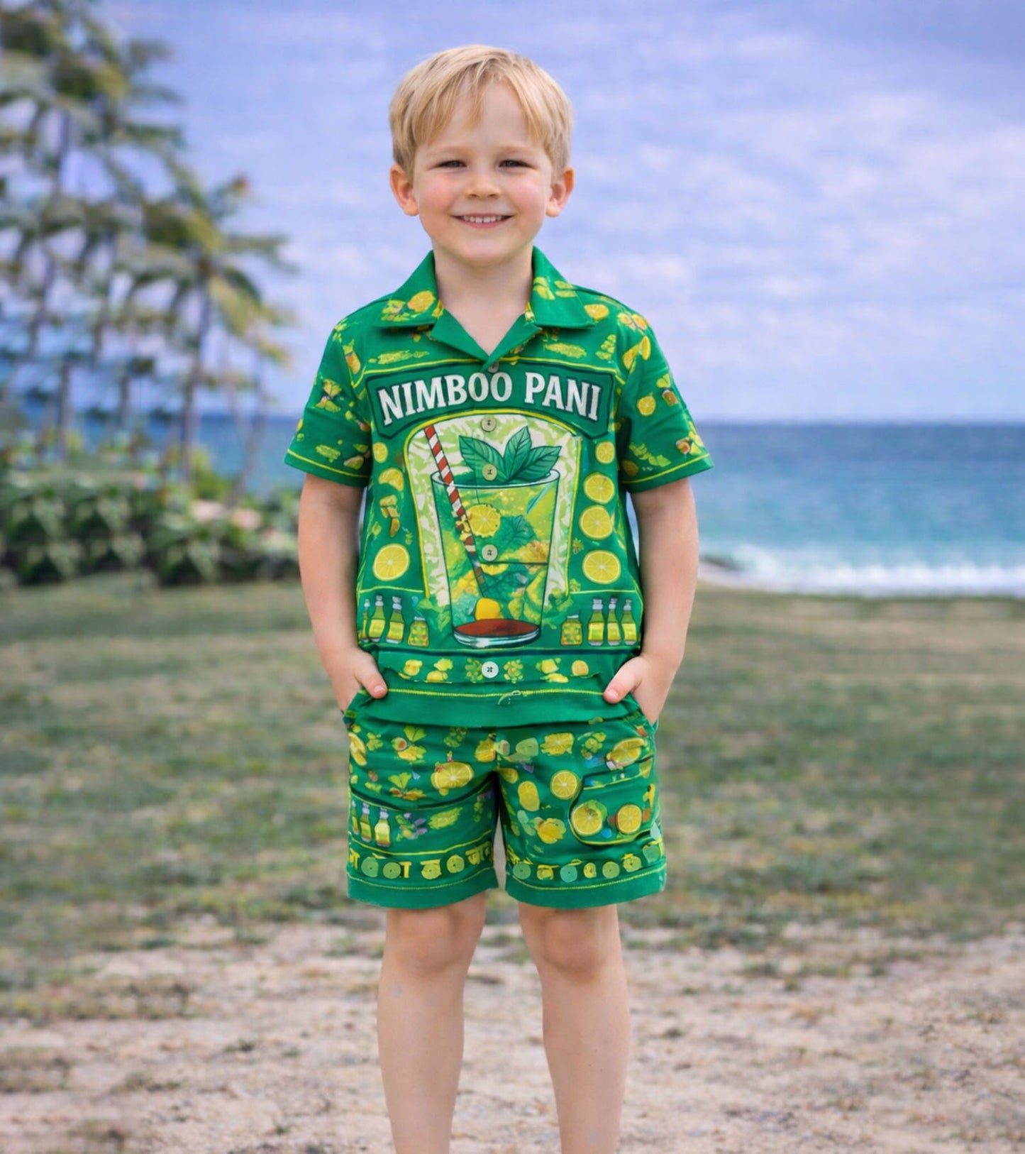 Nimboo Pani Summer Vibes Pure Cotton Co-ord Set For Boys