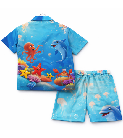 Ocean Adventure Dolphin Printed kids Co ord Set