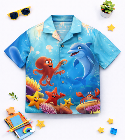 Ocean Adventure Dolphin Printed kids Co ord Set