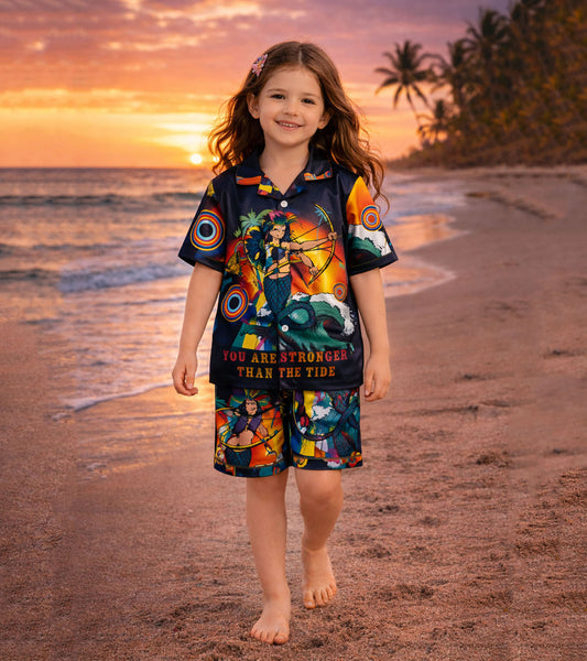 Ocean Warrior Printed Girls Pure Cotton Half Nightsuit Set