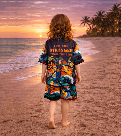 Ocean Warrior Printed Girls Pure Cotton Half Nightsuit Set