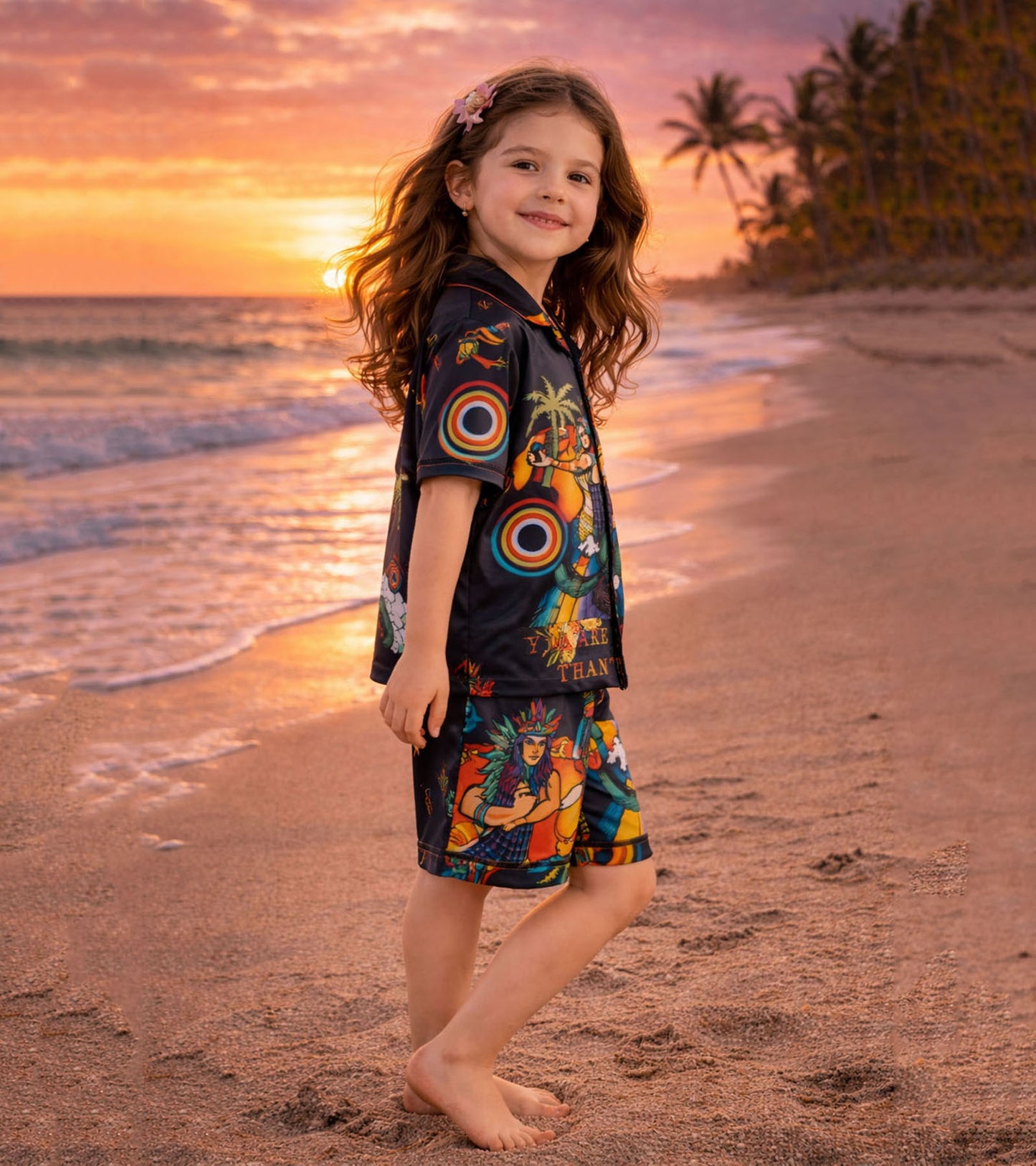 Ocean Warrior Printed Girls Pure Cotton Half Nightsuit Set