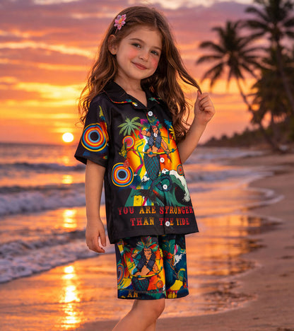 Ocean Warrior Printed Girls Pure Cotton Half Nightsuit Set