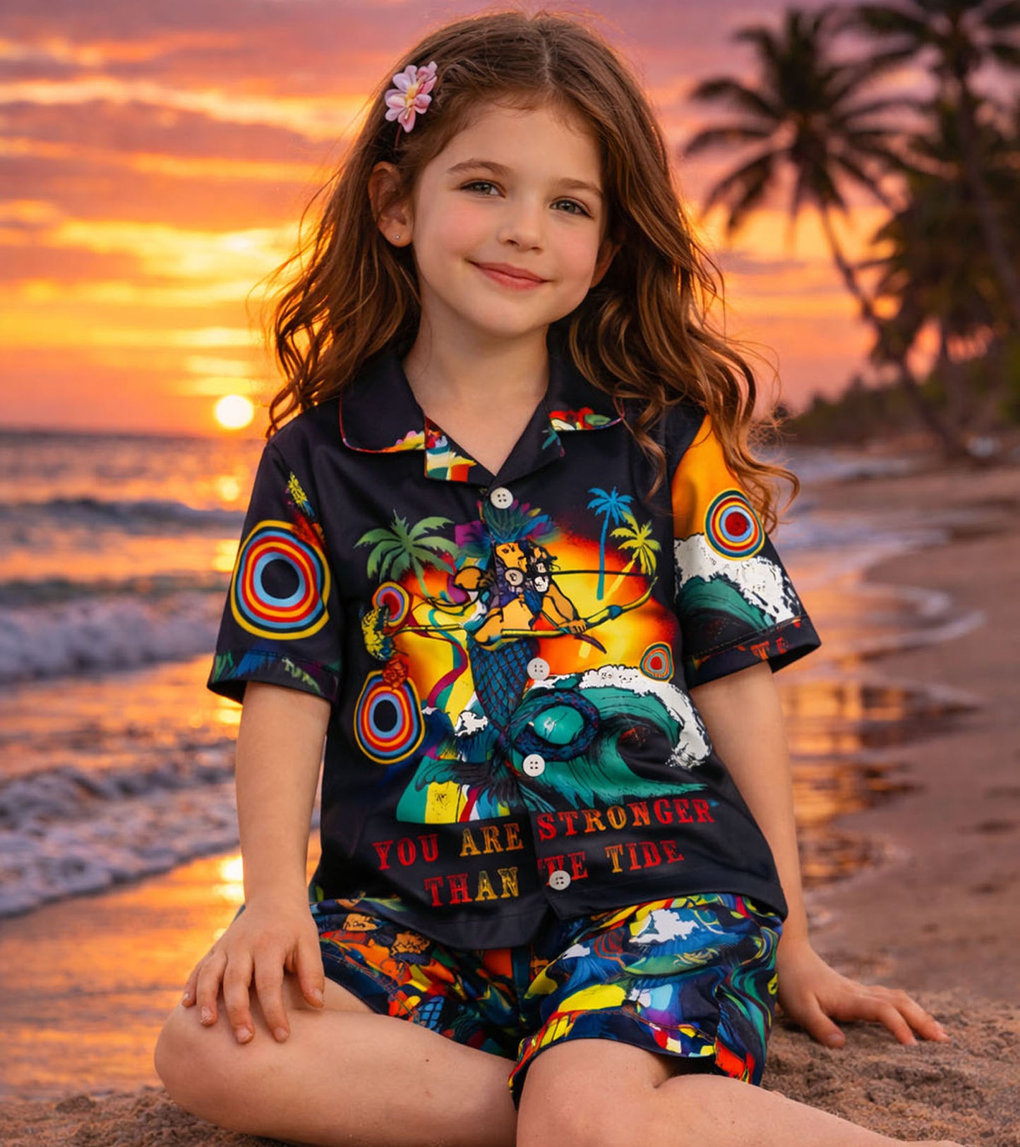 Ocean Warrior Printed Girls Pure Cotton Half Nightsuit Set