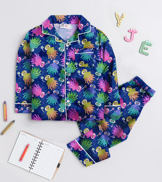 Octopus Pure Cotton Printed Nightsuit Set
