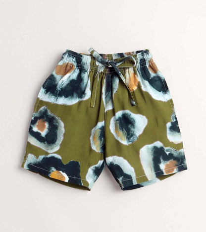 Olive Abstract Printed Boys Co ord Set