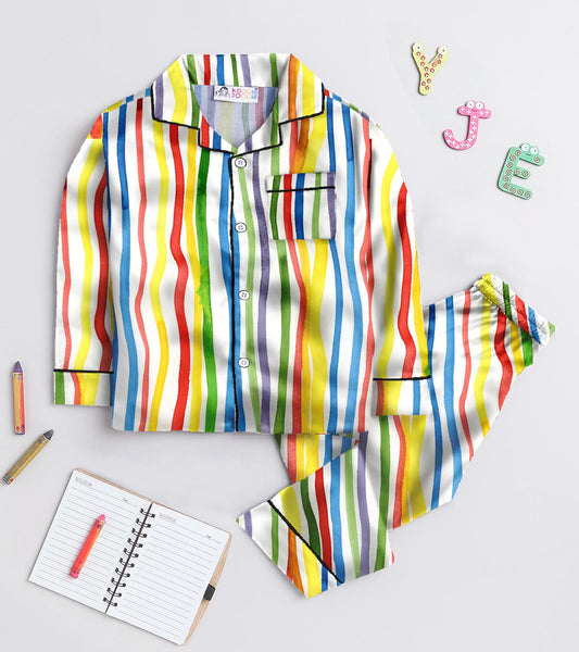 Paint Stripe Pure Cotton Printed Nightsuit Set