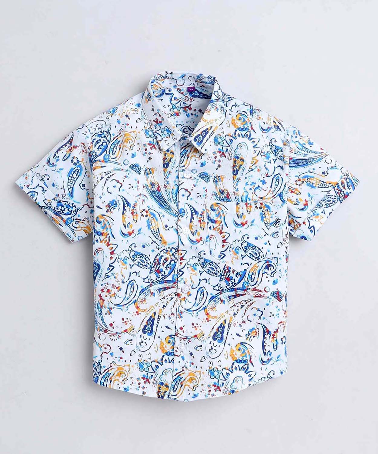 Paisley Print Pure Cotton Half Sleeve Shirt For Boys