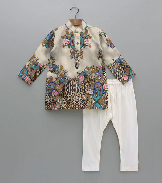 Paisly Printed Pure Cotton Kurta And Pyjama