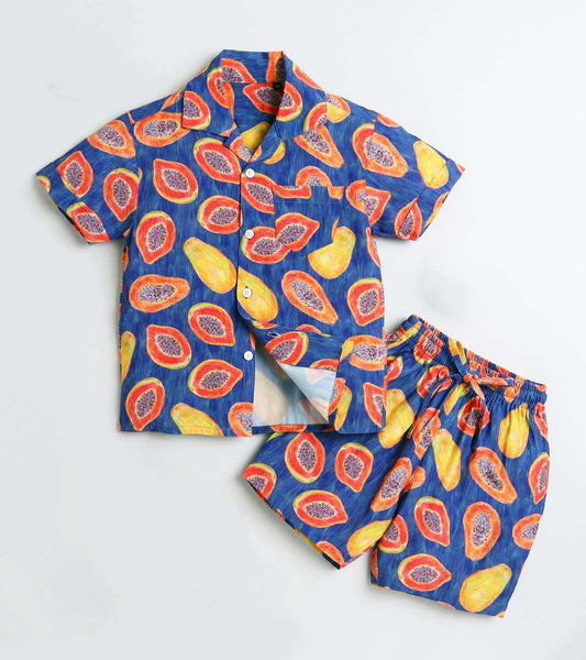 Papaya checks Printed Boys Co ord Set