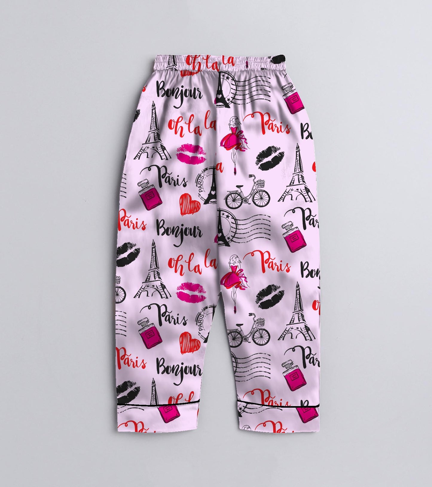 Paris Love Printed Girls Pure Cotton Nightsuit Set