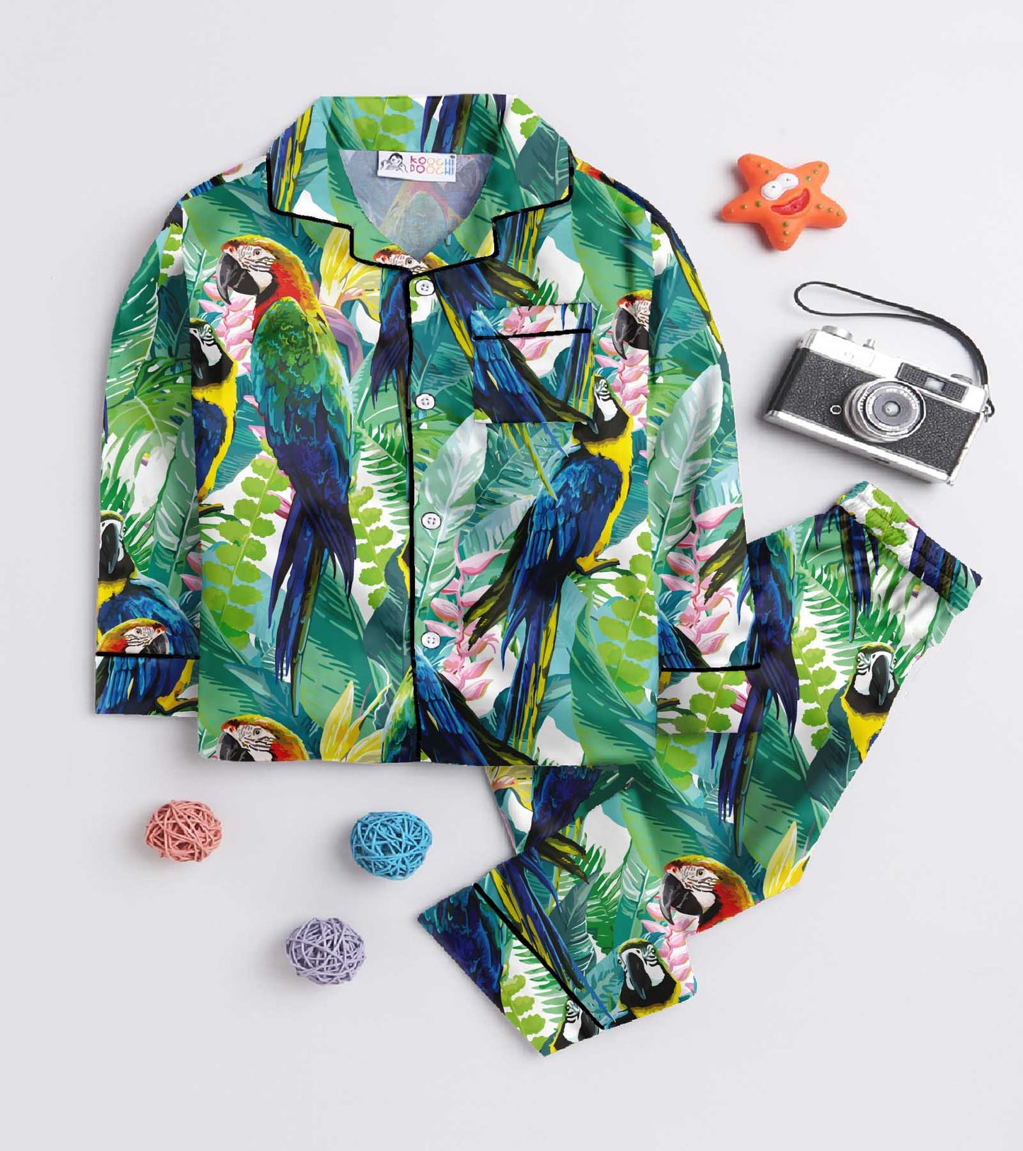 Parrot Teddy Printed Nightsuit Set