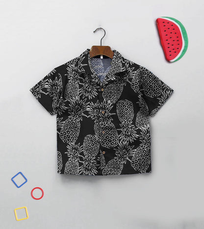 Pineapple Black Ground Printed Boys Co ord Set