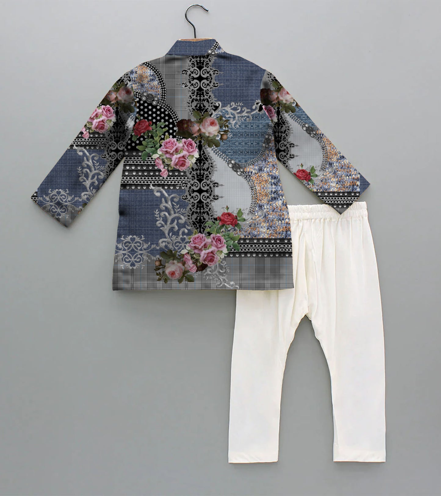 Poolka Denim Printed Pure Cotton Kurta And Pyjama