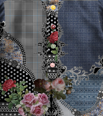 Poolka Denim Printed Pure Cotton Kurta And Pyjama