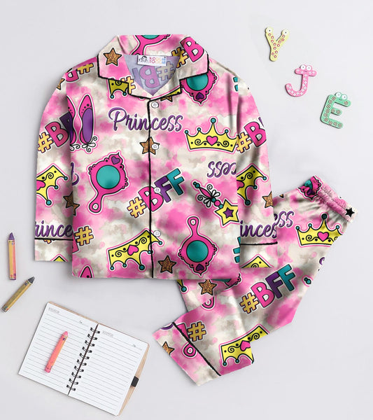 Princess Girl Printed Girls Pure Cotton Nightsuit Set