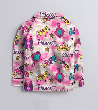 Princess Girl Printed Girls Pure Cotton Nightsuit Set