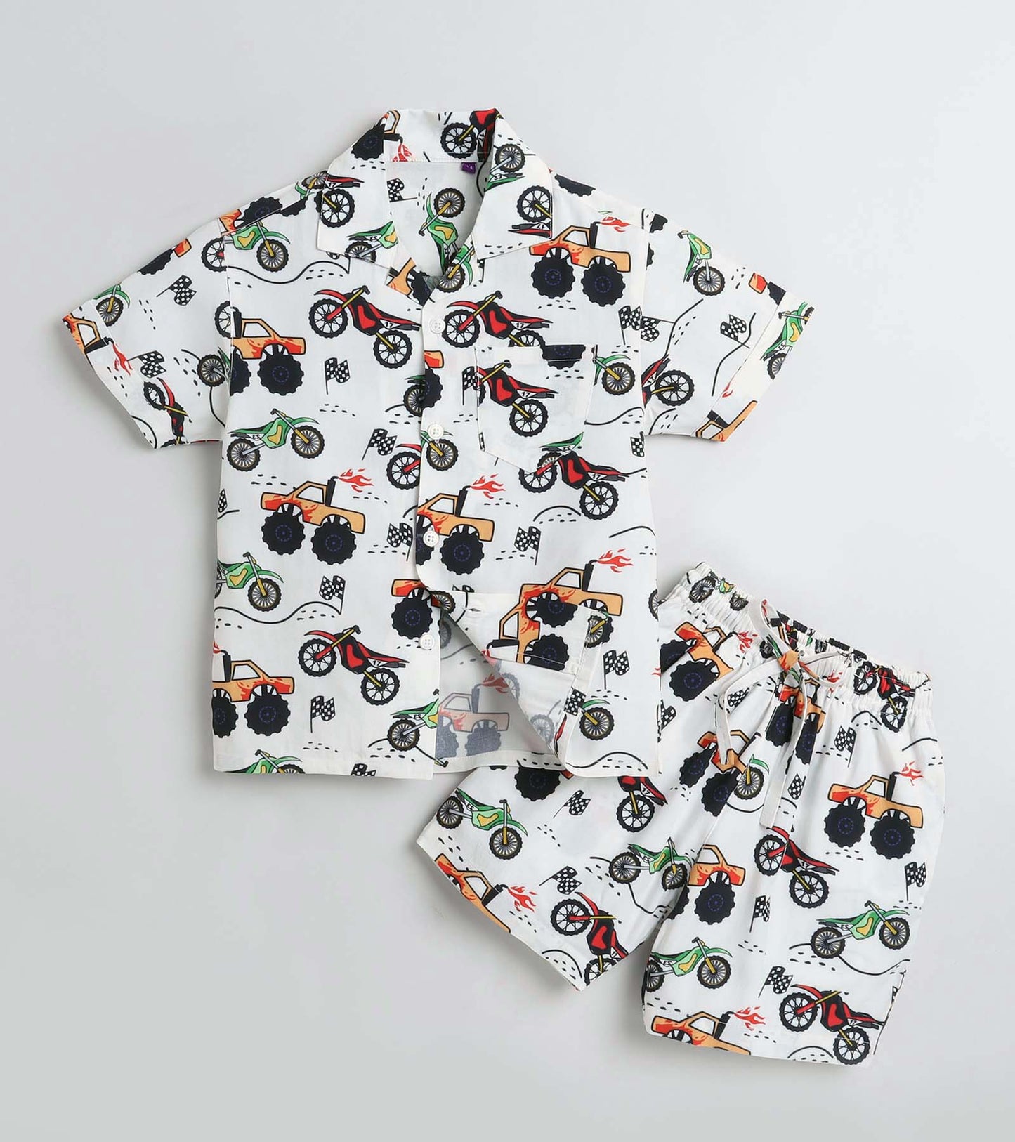 Racing Truck Bike Printed Boys Co ord Set