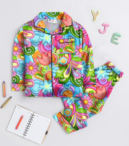 Rainbow Pure Cotton Printed Nightsuit Set