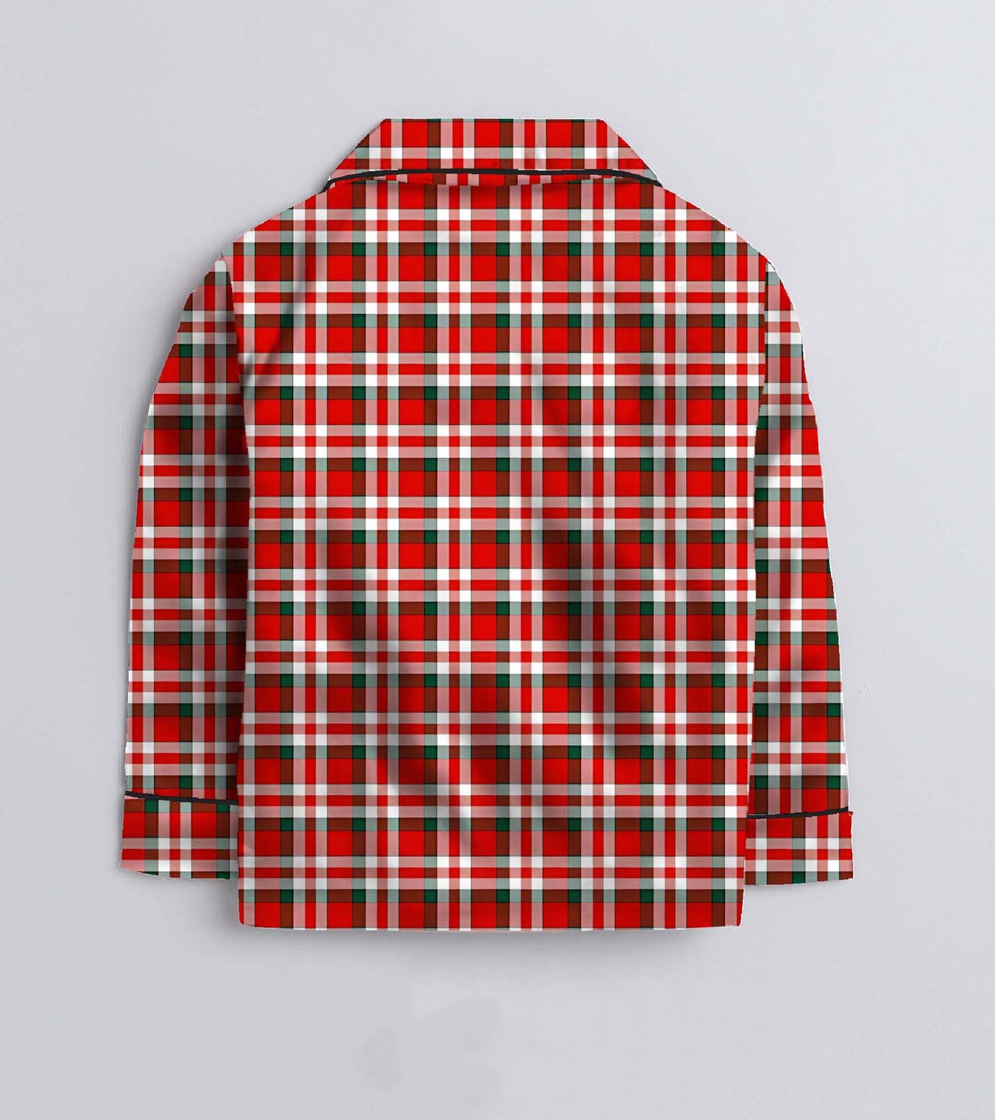 Red Checks  Pure Cotton Christmas Printed Nightsuit Set