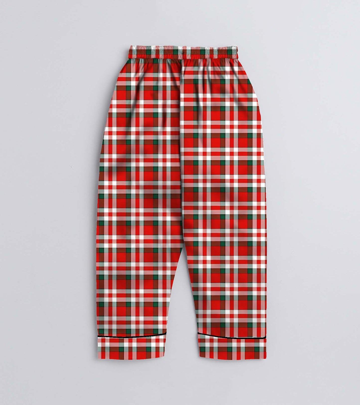 Red Checks  Pure Cotton Christmas Printed Nightsuit Set