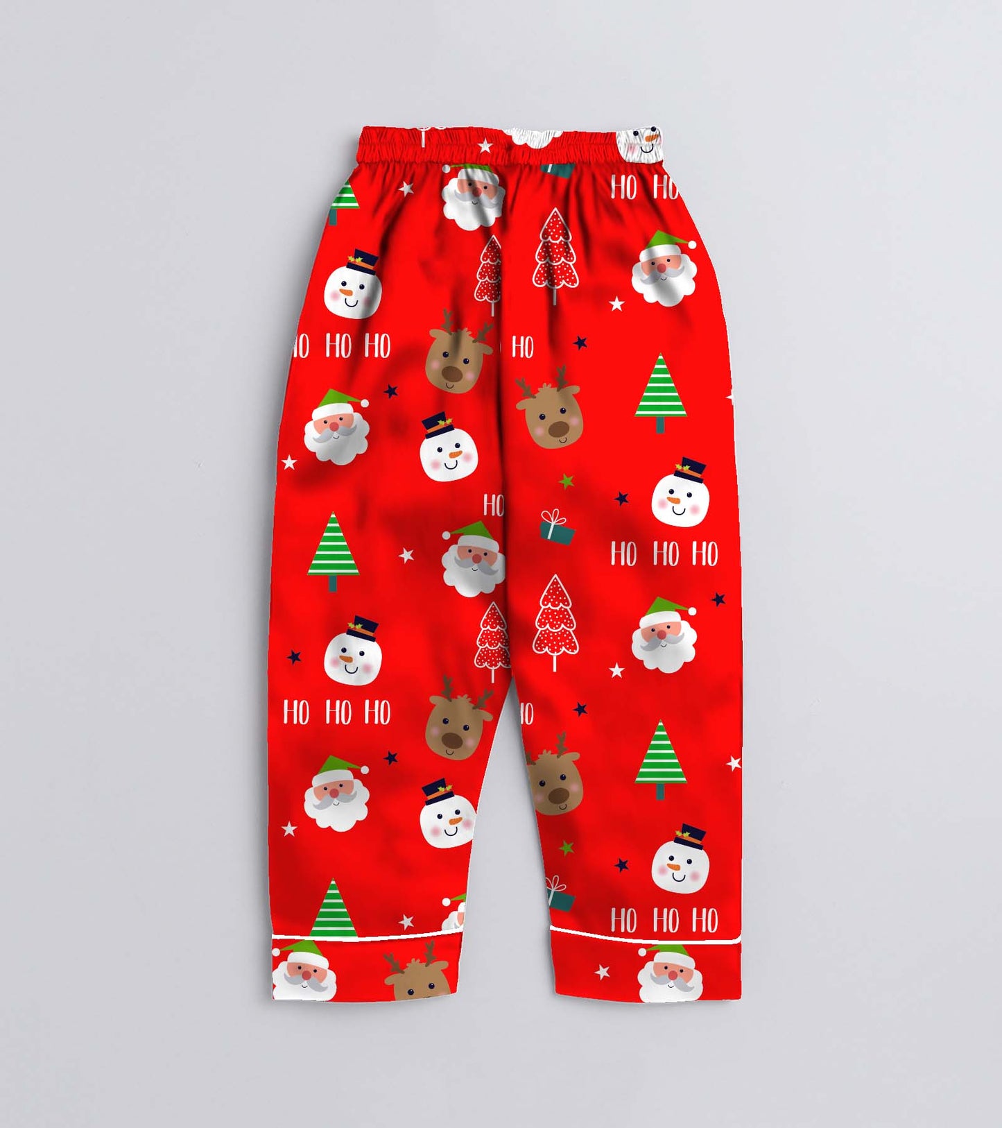 Red Ground with Santa Gift Pure Cotton Christmas Printed Nightsuit Set