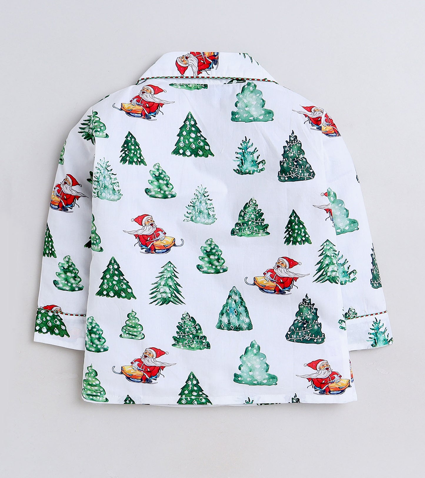 Red Santa Green Tree Printed Christmas Gift Nightsuit Set