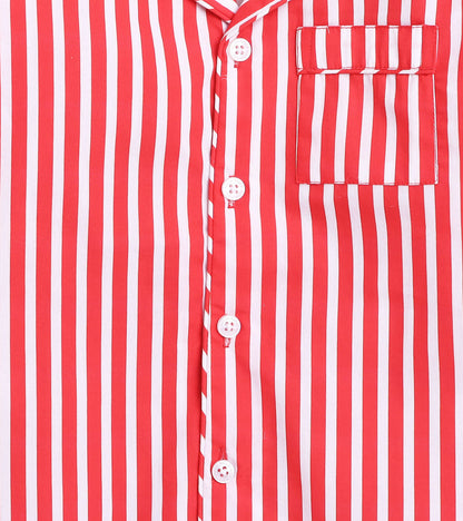 Red Stripe Printed Night Suit Set