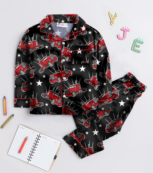 Red Truck Pure Cotton Printed Nightsuit Set