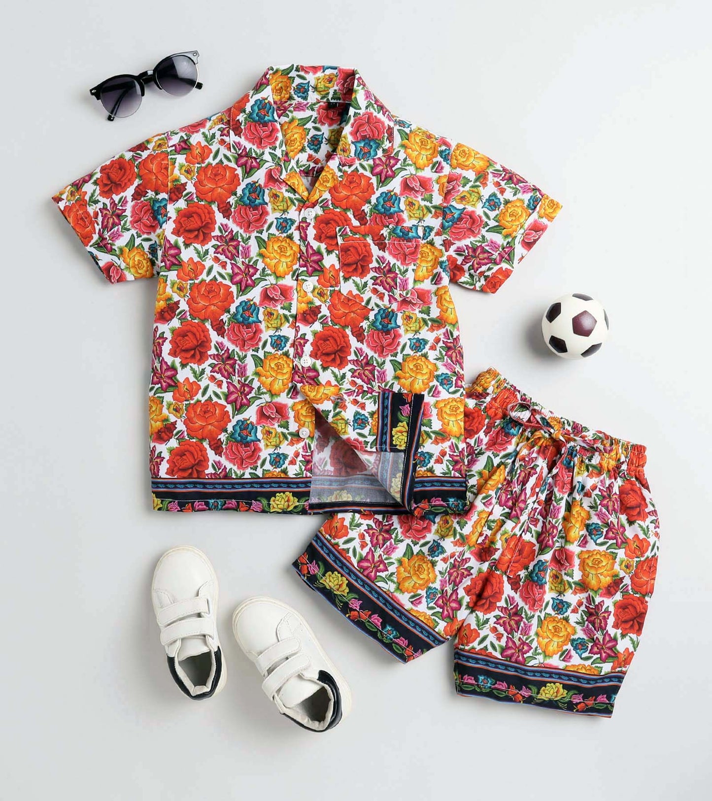 Roses Border Printed Boys Co Ord Set