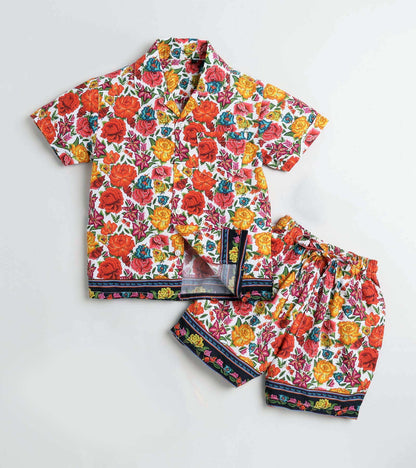 Roses Border Printed Boys Co Ord Set