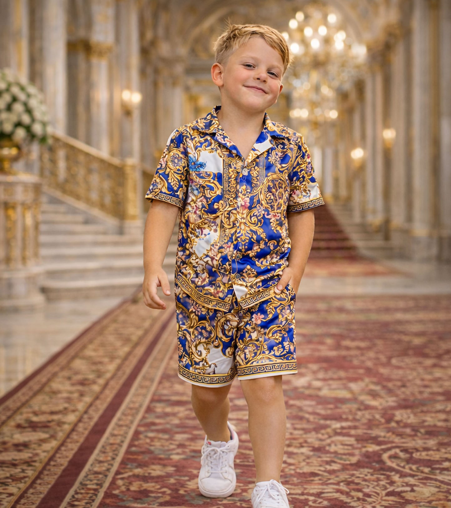 Royal Baroque Pure Cotton Luxe Co-ord Set For Boys