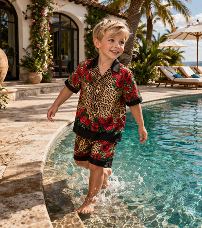 Royal Leopard Rose Co-ord Set for Boys