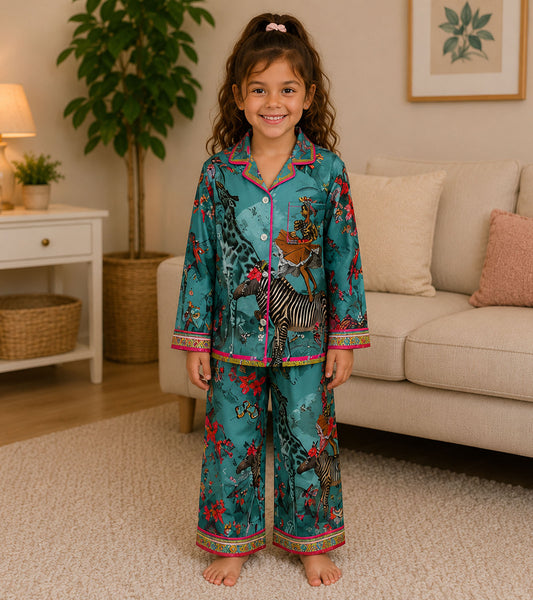 Safari Dreams Printed Girls Pure Cotton Nightsuit Set