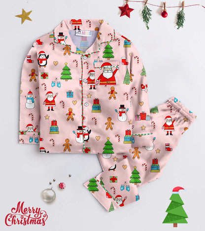 Santa is Commig  Pure Cotton Christmas Printed Nightsuit Set