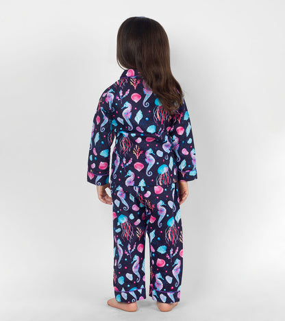 Seahorse Printed Girls Nightsuit Set